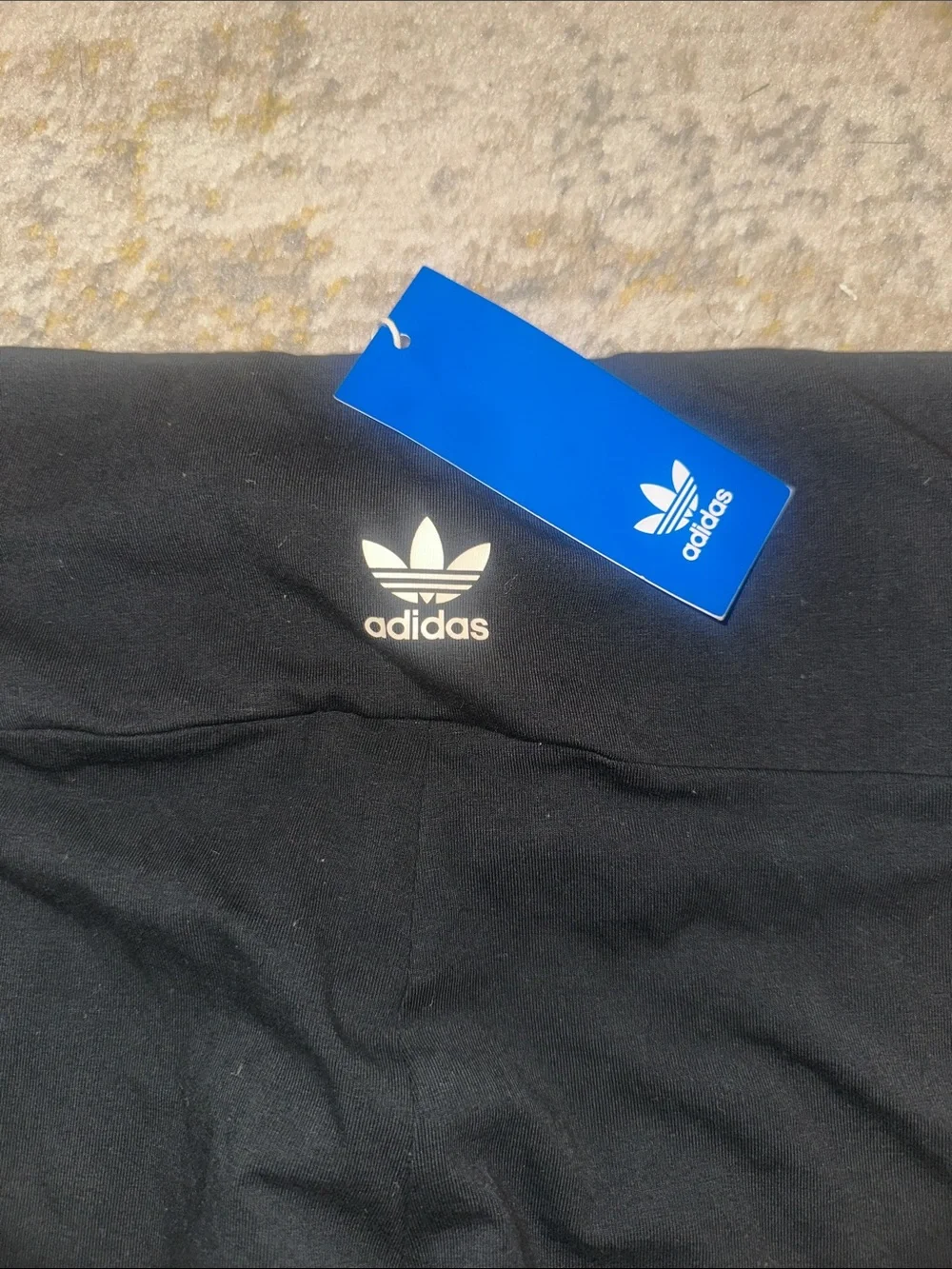 adidas Black Leggings with Tan Leopard-Print Side Stripes